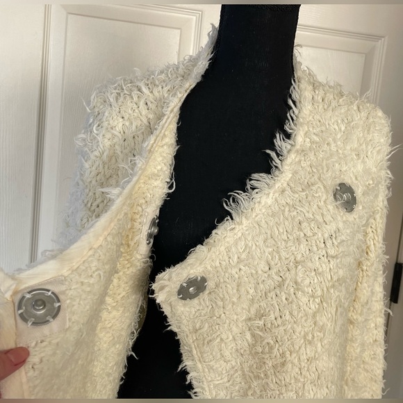 Free People Ivory Fuzzy Sweater Coat - Picture 6 of 10
